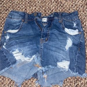 Ripped jean shorts